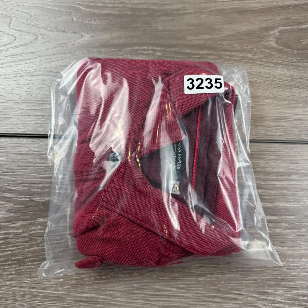 Banana Republic Mens Polo Shirt Performance Pique Pocket Red Medium